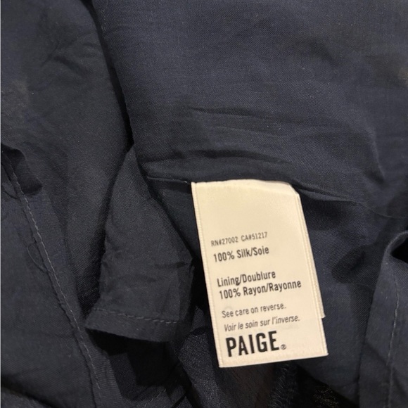 Paige Sahar Cold Shoulder Flutter Silk Navy Blue Floral Lined Dress Size Small - Picture 9 of 9